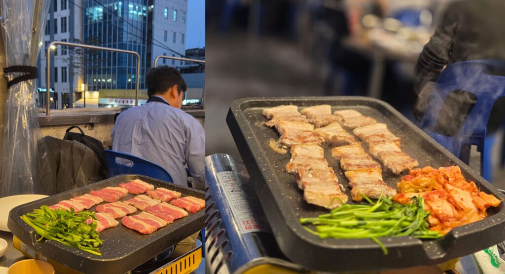 Pork belly grilled with kimchi and herbs Rich flavor from pork fat
Must-try Korean BBQ style
