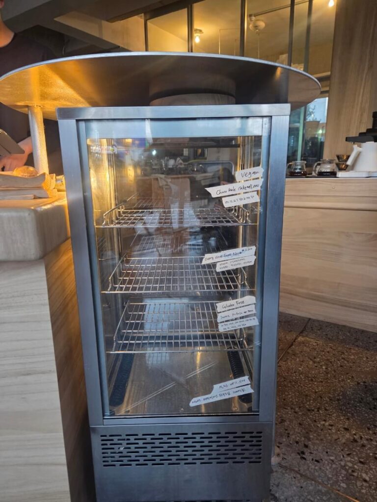 The dessert showcase featuring vegan and gluten-free options.