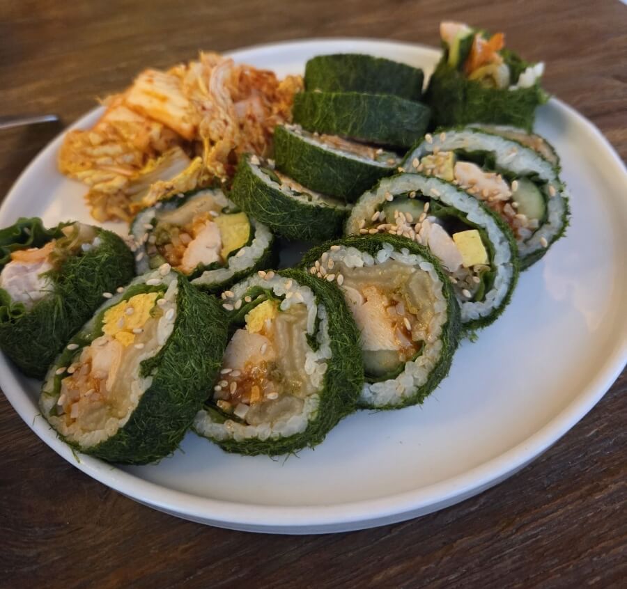 Aged Kimchi & Pollack Gimbap at seongsu restaurants