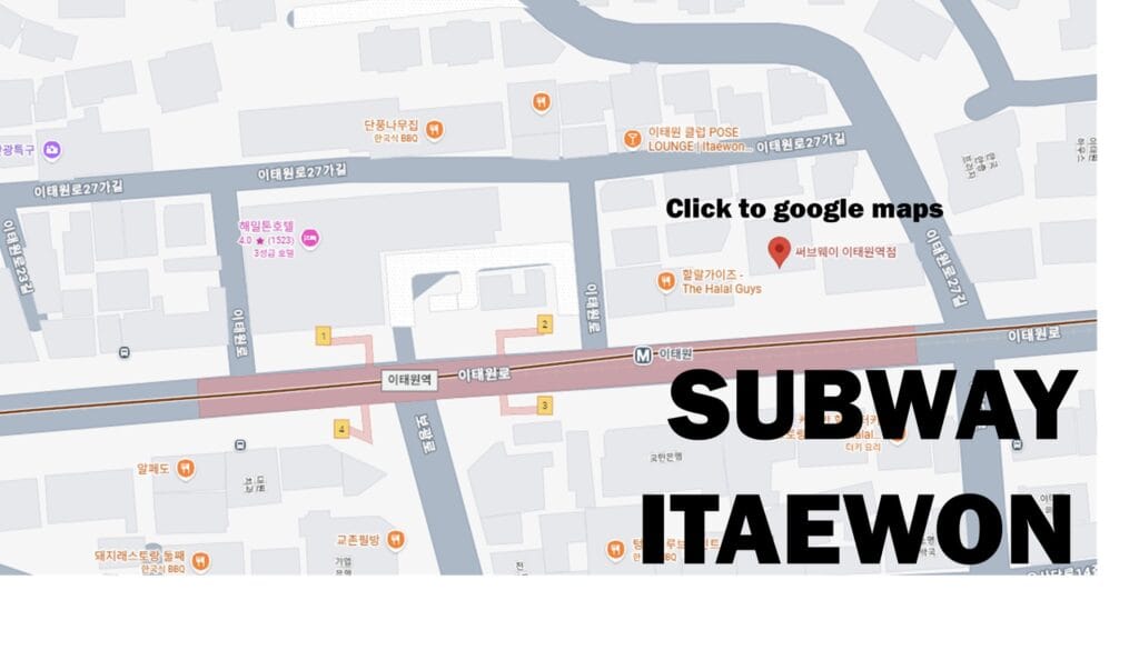 Google Maps location pin for Subway Itaewon branch