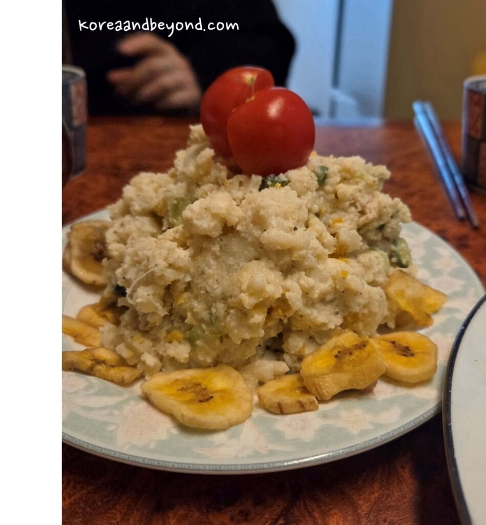 House-made potato salad (gamja sarada) at Tetsuro — a slow-cooked side dish that takes 90 minutes to prepare