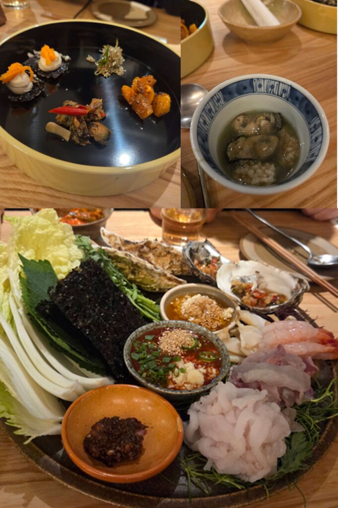 A vibrant spread of seasonal seafood and appetizers at Yojeong.