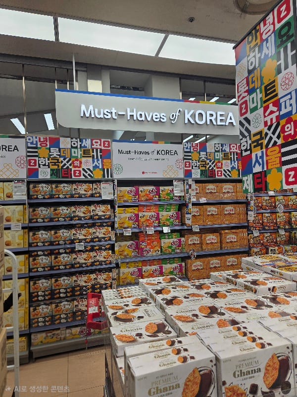 Dedicated zone for popular Korean snacks for tourists at Lotte Mart
