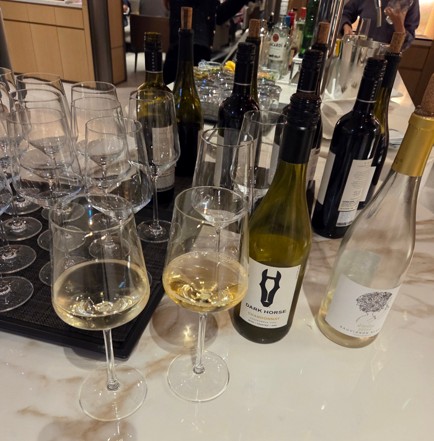 A wide selection of wines, whiskies, and beers on offer