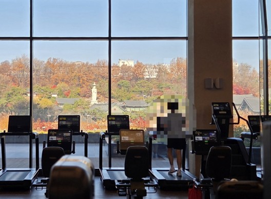 There's something wonderful about running on the treadmill while looking out at Bongeunsa Temple